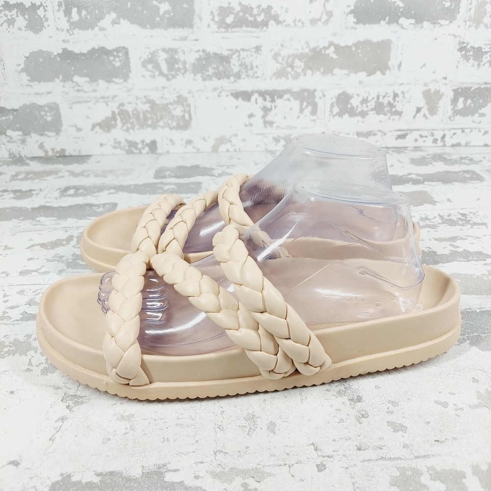 New Bp Keaton Beige Braided Straps Flat Slide Sandals B336